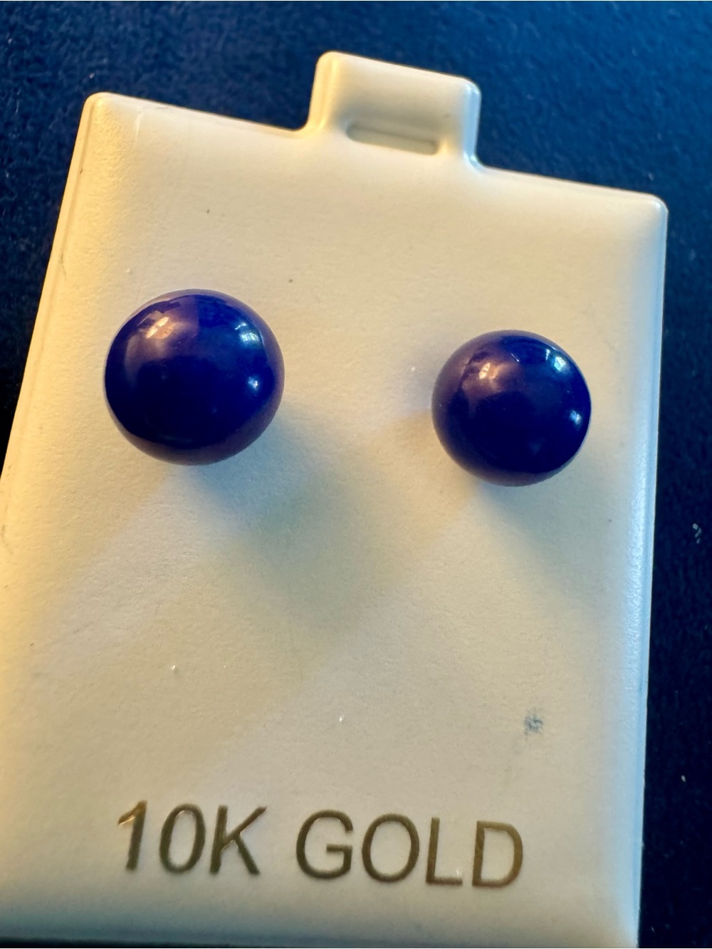 NWT 10k yellow gold blue lapis 5mm stud earrings
